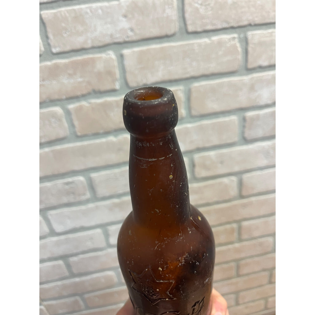 1890s Val Blatz Brewing Company Milwaukee Vintage Blob Top Beer Bottle Amber