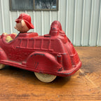 Vintage Walt Disney Sun Rubber Mickey Mouse Fire Truck Engine Toy Donald Duck