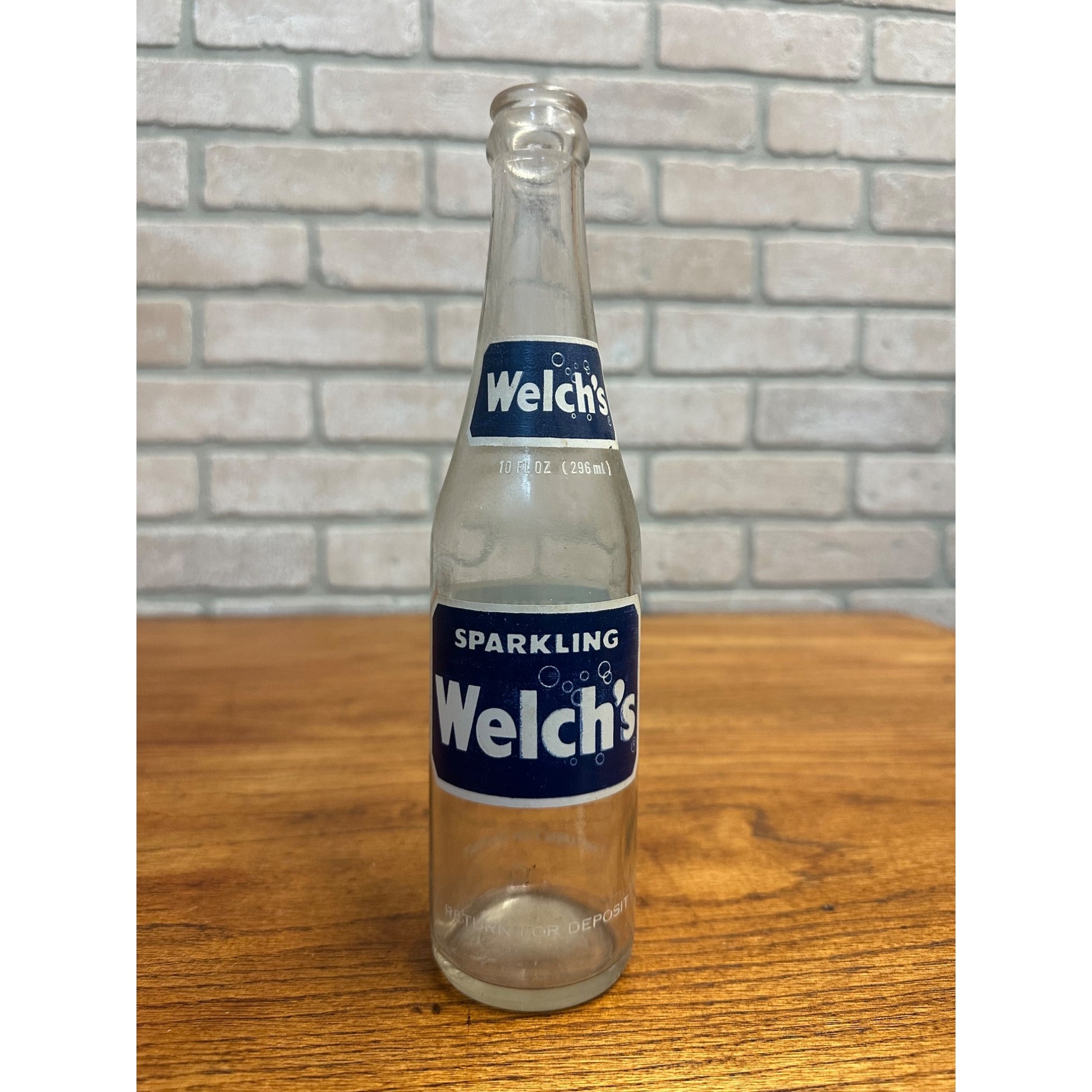 Vintage Sparkling Welch`S 10 Oz ACL Clear Glass Soda Pop Bottle