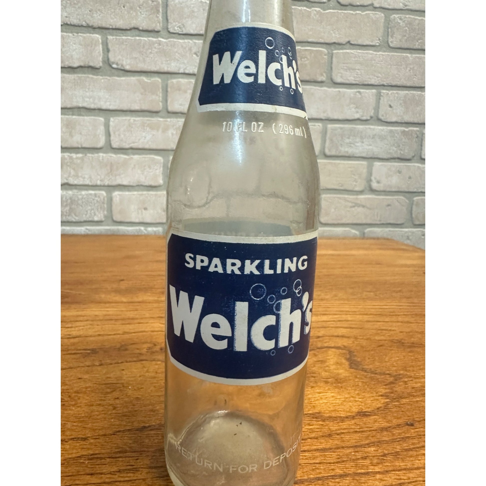 Vintage Sparkling Welch`S 10 Oz ACL Clear Glass Soda Pop Bottle