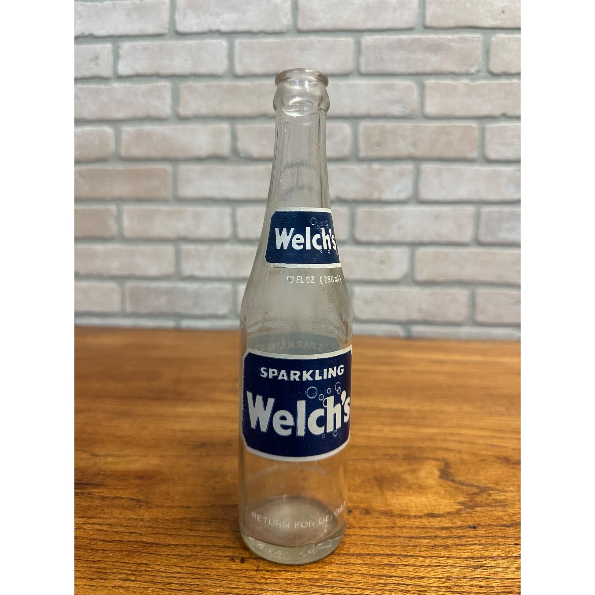 Vintage Sparkling Welch`S 10 Oz ACL Clear Glass Soda Pop Bottle