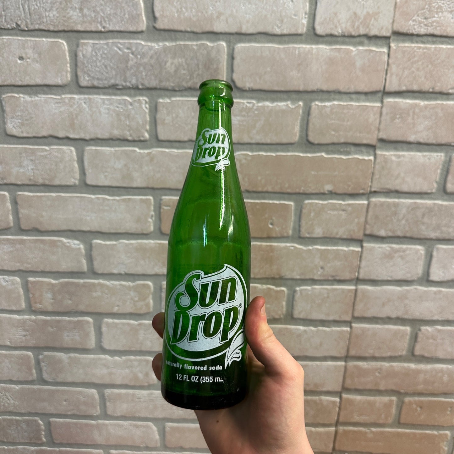 Vintage Scarce Sun Drop Soda Pop 12oz Green Glass Bottle 1990s?