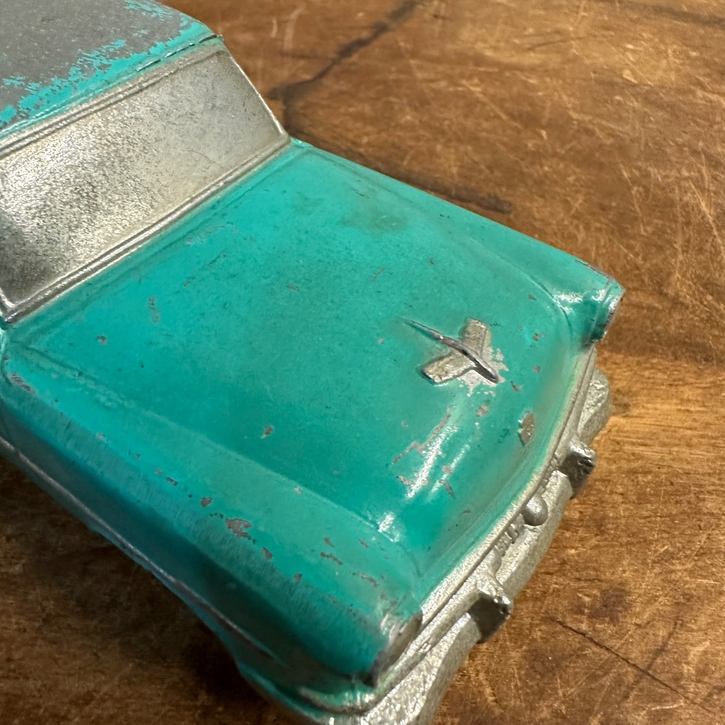 Vintage Banthrico Teal 1950s Ford Cast Metal Promo Car Bank 1953 Dealer