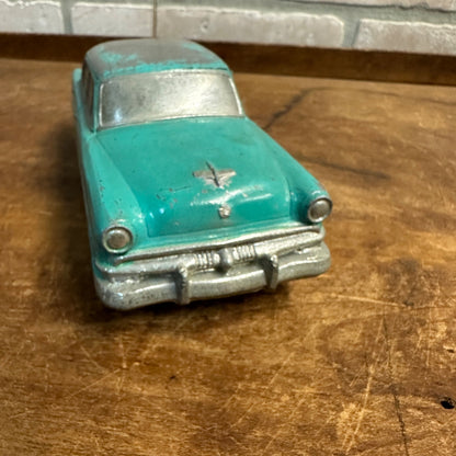 Vintage Banthrico Teal 1950s Ford Cast Metal Promo Car Bank 1953 Dealer