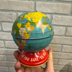 Ohio Art Co. WORLD BANK GLOBE Tin Litho Made in USA As You Save So You Prosper