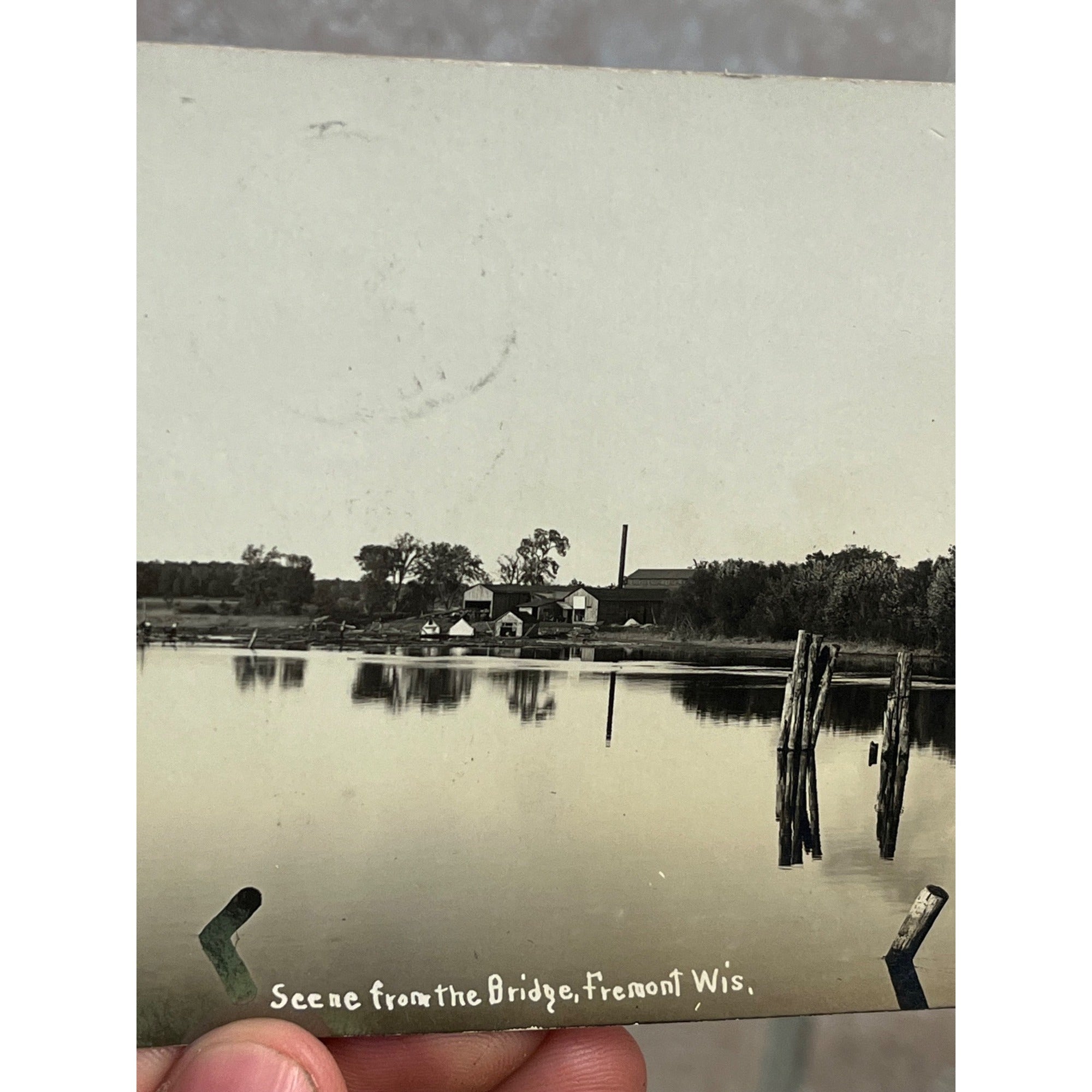 Scene from Bridge Fremont Wisconsin WI Wis RPPC Real Photo Postcard