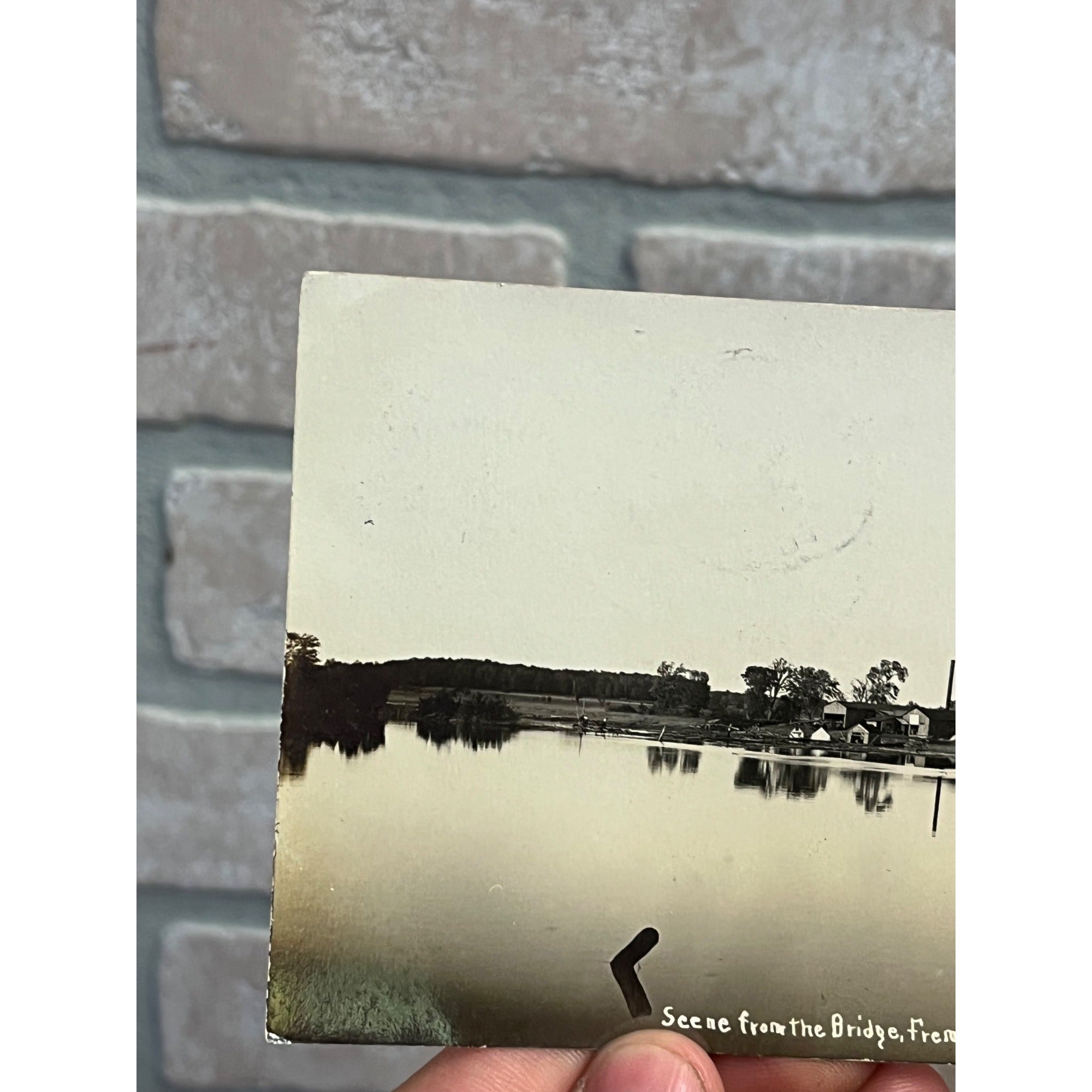 Scene from Bridge Fremont Wisconsin WI Wis RPPC Real Photo Postcard
