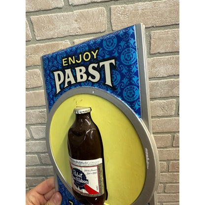 VINTAGE PABST BLUE RIBBON "LITTLE BLUE" 3-D BOTTLE BEER SIGN 7OZ BOTTLE PLASTIC