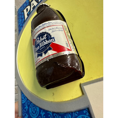 VINTAGE PABST BLUE RIBBON "LITTLE BLUE" 3-D BOTTLE BEER SIGN 7OZ BOTTLE PLASTIC