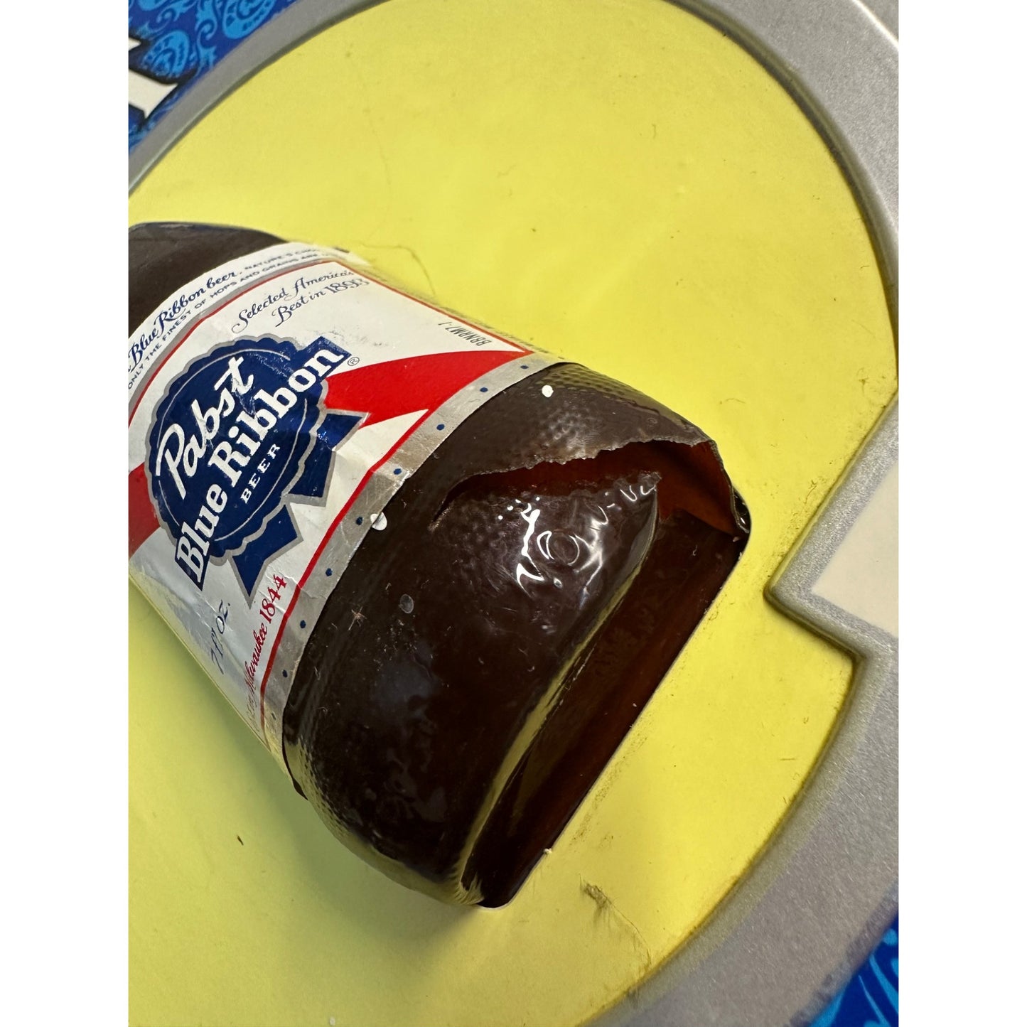 VINTAGE PABST BLUE RIBBON "LITTLE BLUE" 3-D BOTTLE BEER SIGN 7OZ BOTTLE PLASTIC