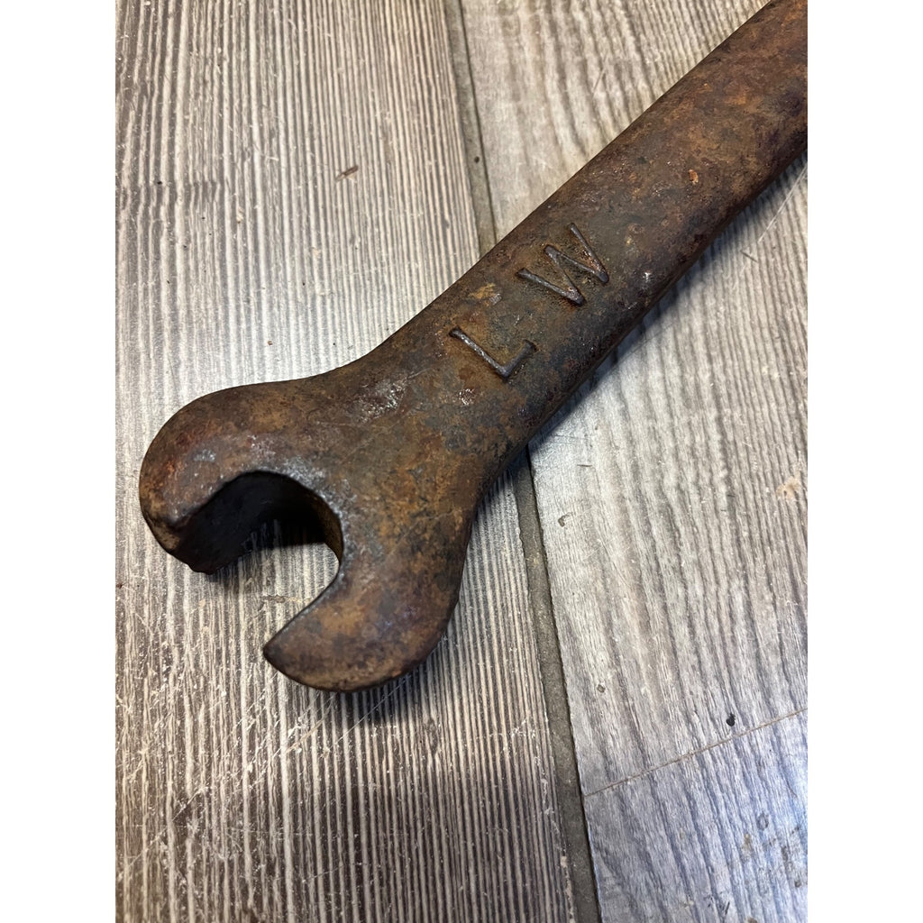 Antique L-Shaped L.W. 1900s Early Implement Farm Wrench Garage Decor
