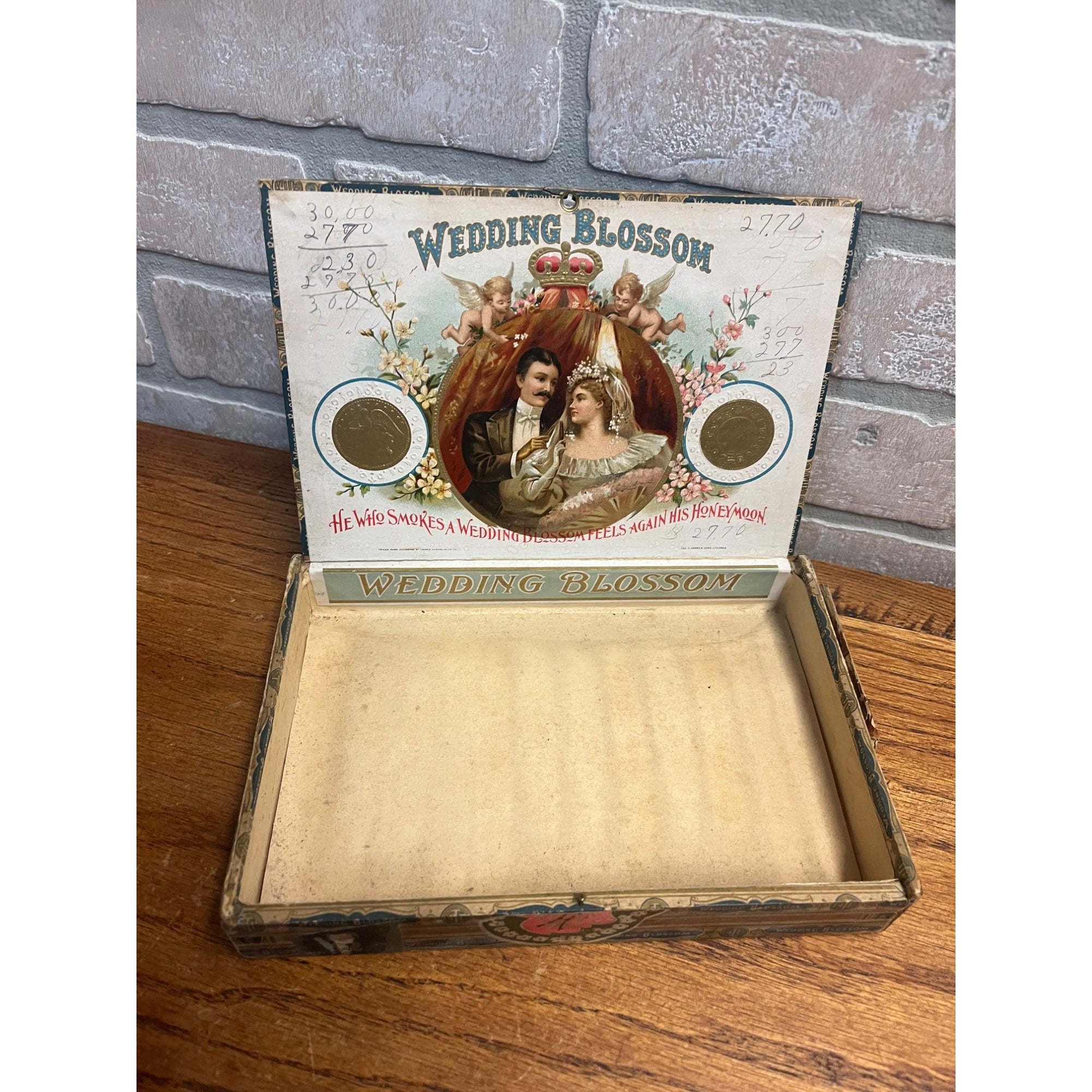 Vintage Wedding Blossom Cigar Wooden Box Advertising South Bend Indiana