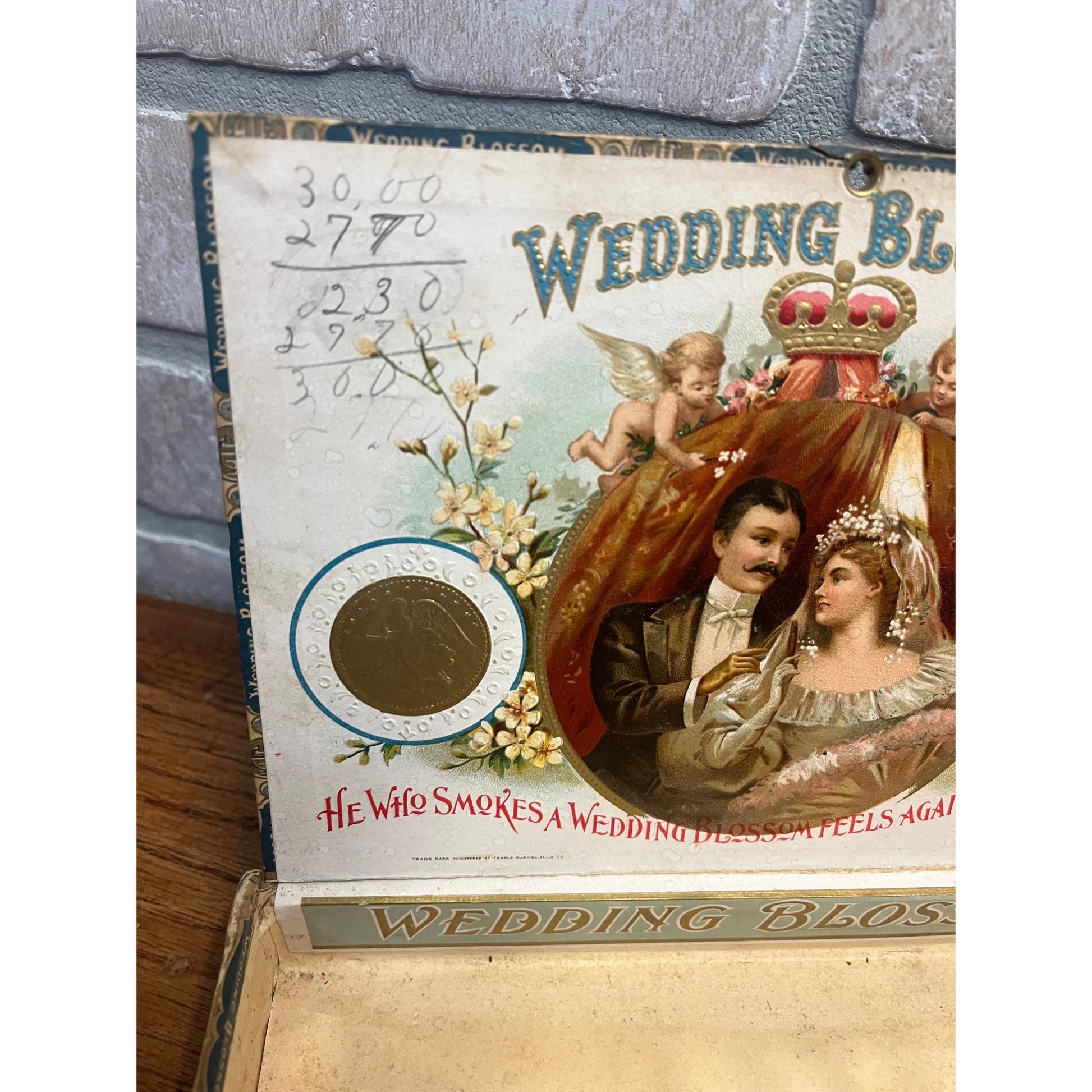 Vintage Wedding Blossom Cigar Wooden Box Advertising South Bend Indiana