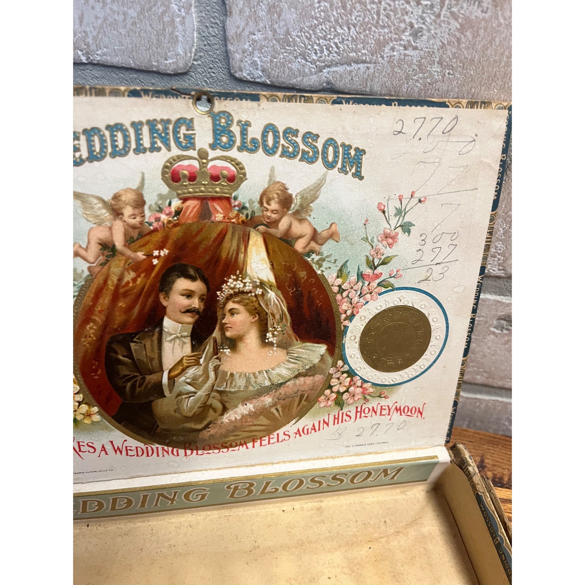 Vintage Wedding Blossom Cigar Wooden Box Advertising South Bend Indiana