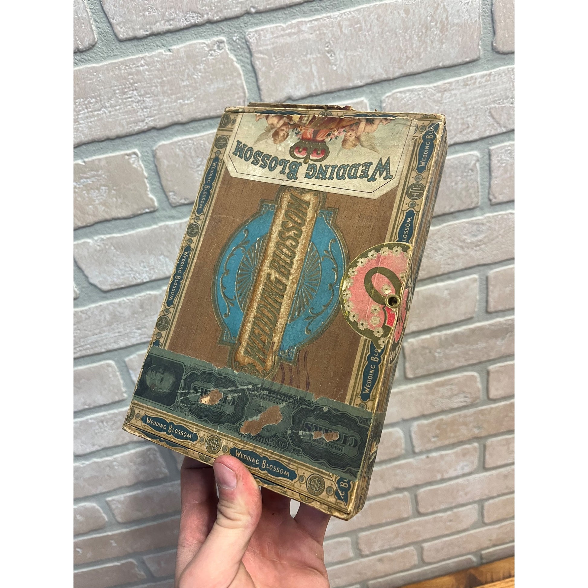 Vintage Wedding Blossom Cigar Wooden Box Advertising South Bend Indiana