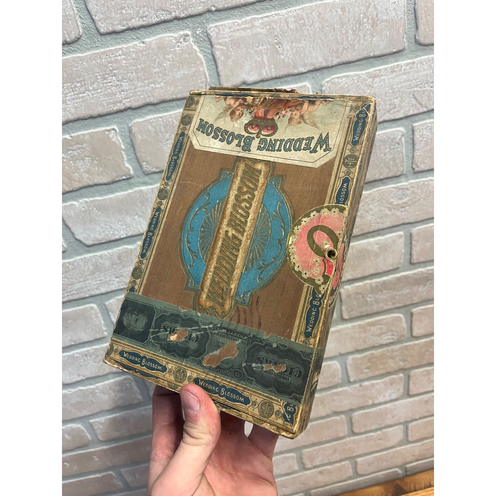 Vintage Wedding Blossom Cigar Wooden Box Advertising South Bend Indiana