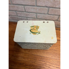 Vintage 1950s CHILD'S TOY WICKER Hamper with Dutch Girl Decal on Top