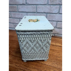 Vintage 1950s CHILD'S TOY WICKER Hamper with Dutch Girl Decal on Top