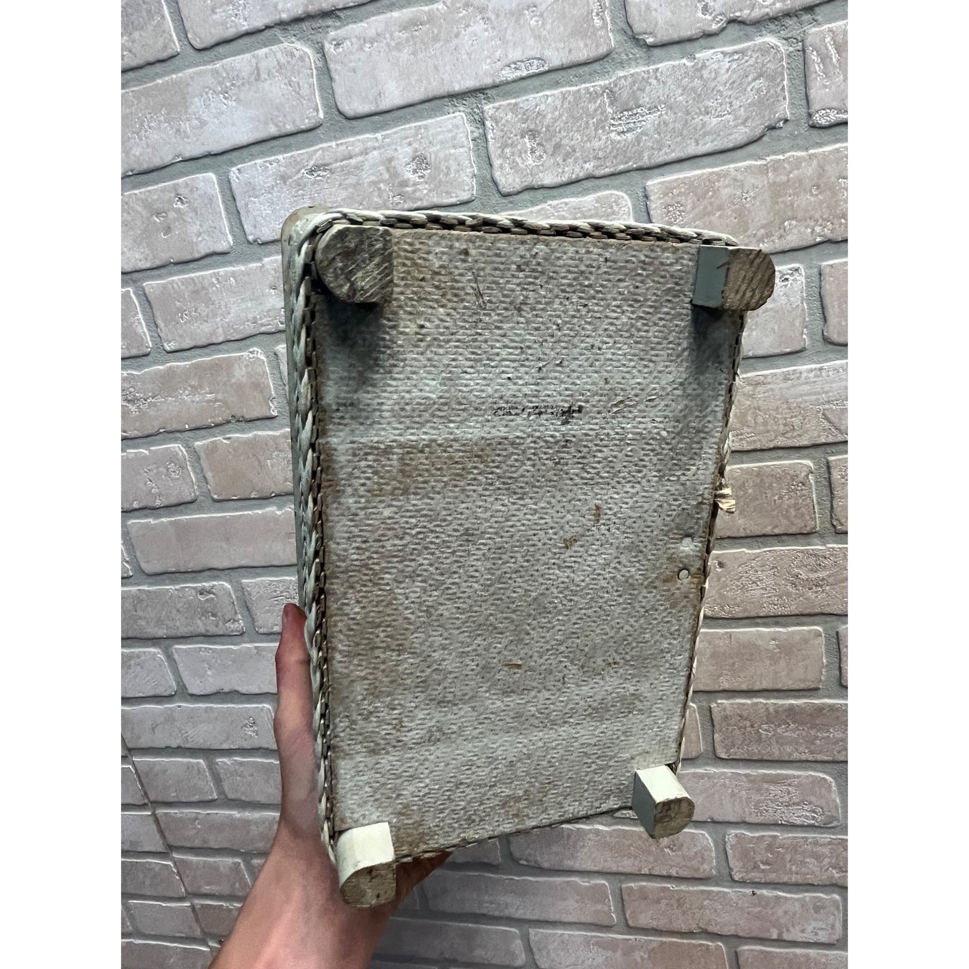 Vintage 1950s CHILD'S TOY WICKER Hamper with Dutch Girl Decal on Top