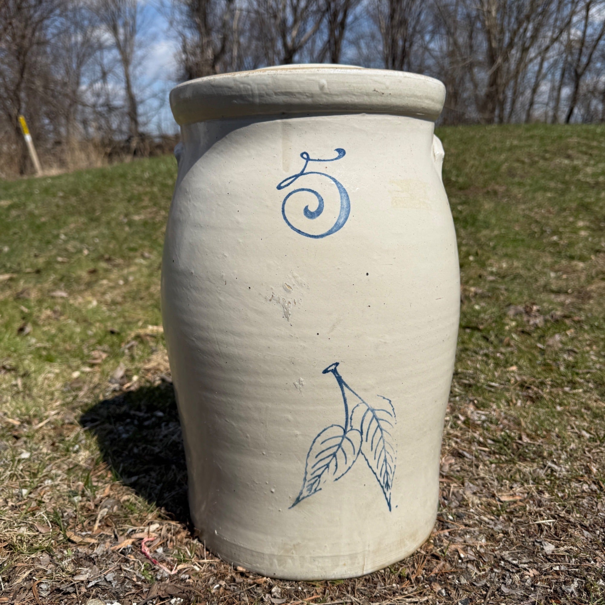 Antique Red Wing Elephant Ear Birch Leaf 5 Gallon Butter Churn