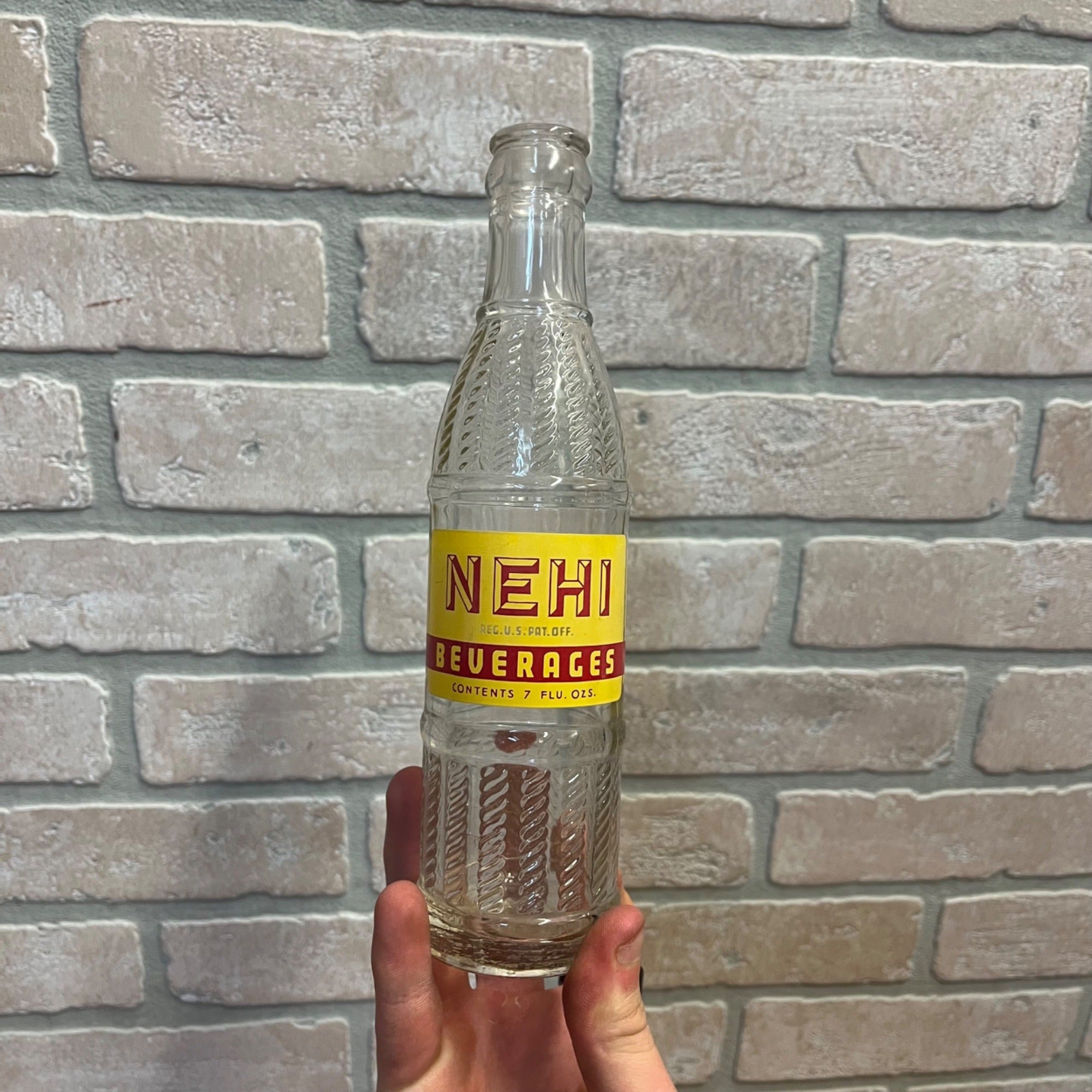 Vintage NEHI Beverages Soda Pop Glass Bottle 7 Fl Oz Menominee, MI