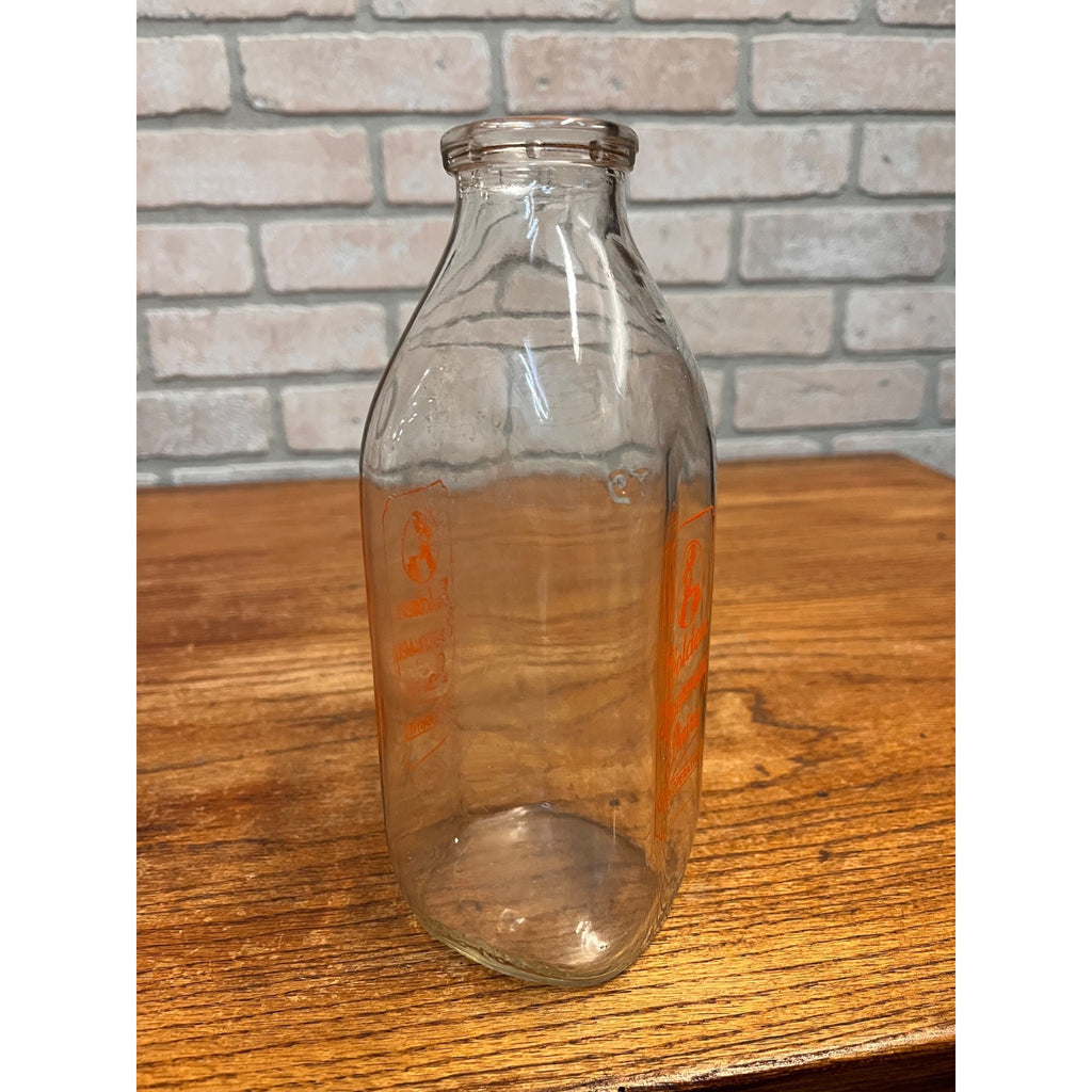 Vintage Golden Guernsey Dairy Milk Bottle Quart Pyro ACL Milwaukee WI