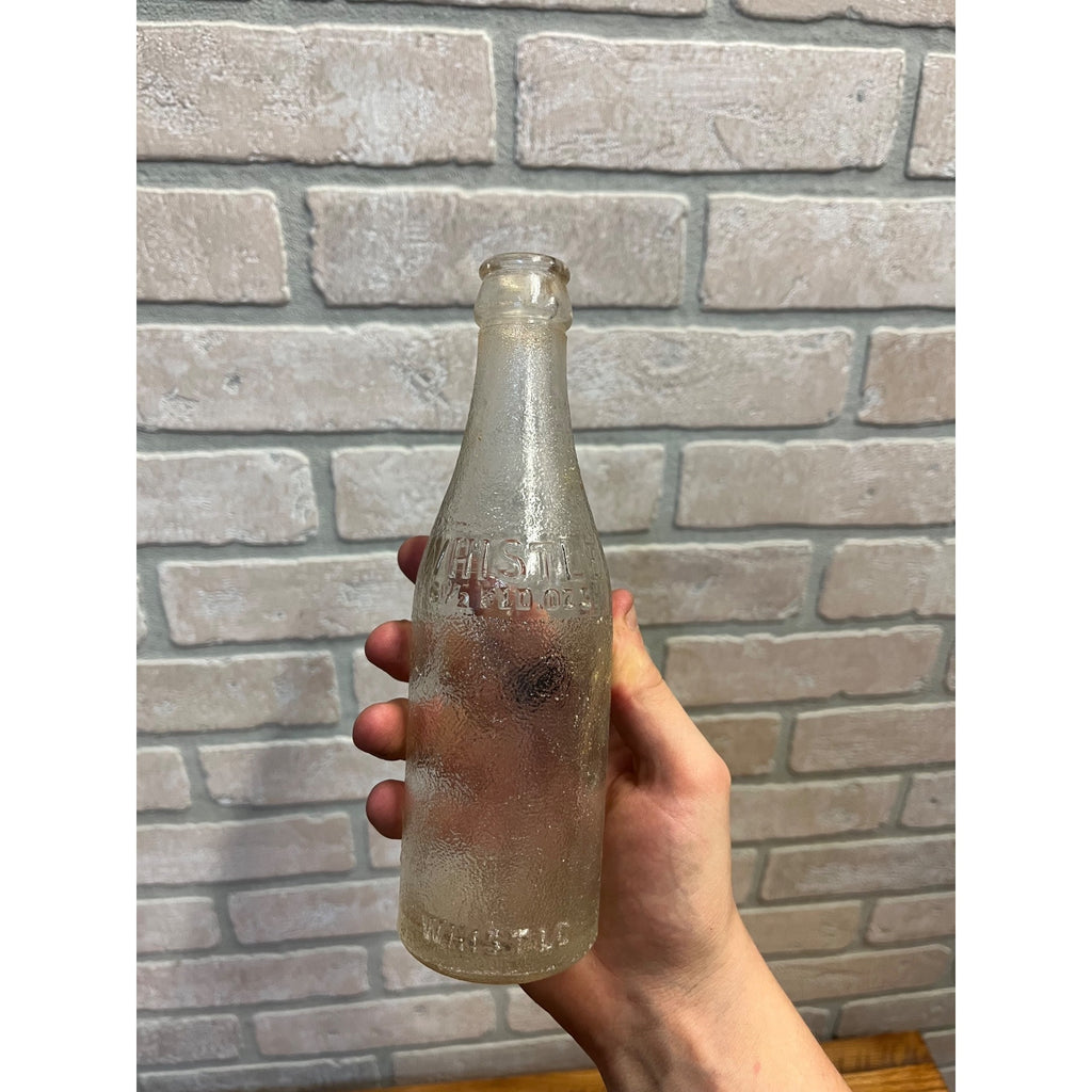 Vintage 6-1/2 oz Embossed Whistle Soda Bottle Beloit Wis