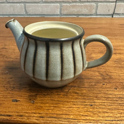 Denby Studio England Stoneware Tea Pot With Lid Gray With Brown Stripes 4"