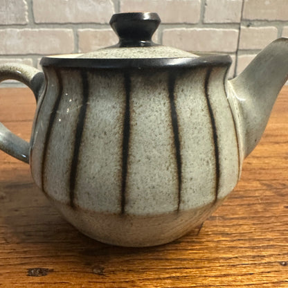 Denby Studio England Stoneware Tea Pot With Lid Gray With Brown Stripes 4"