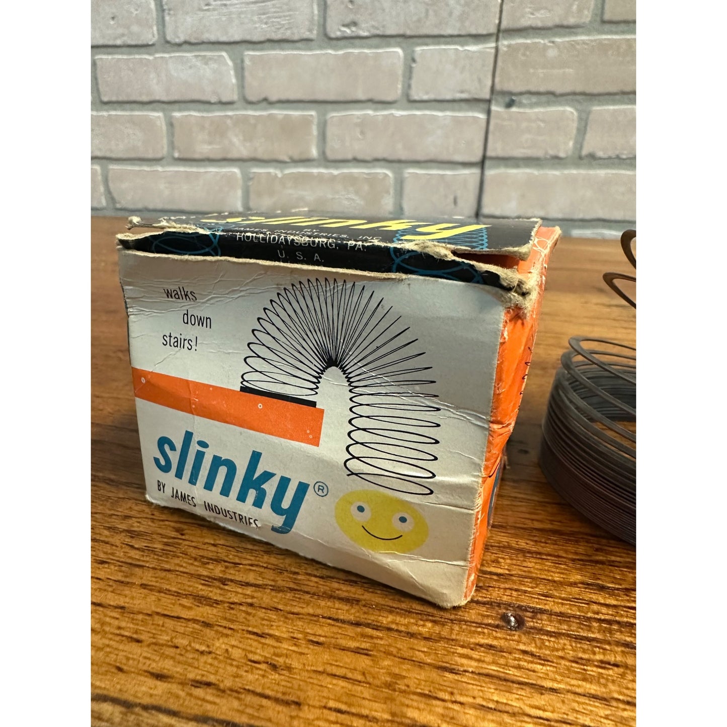 Vintage Steel Slinky Toy with Box by James Industries, Inc. - Toy 1960s