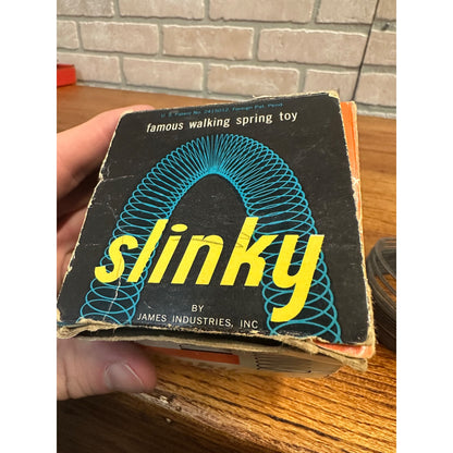 Vintage Steel Slinky Toy with Box by James Industries, Inc. - Toy 1960s