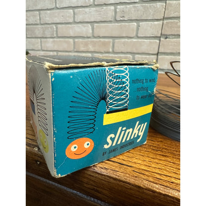 Vintage Steel Slinky Toy with Box by James Industries, Inc. - Toy 1960s