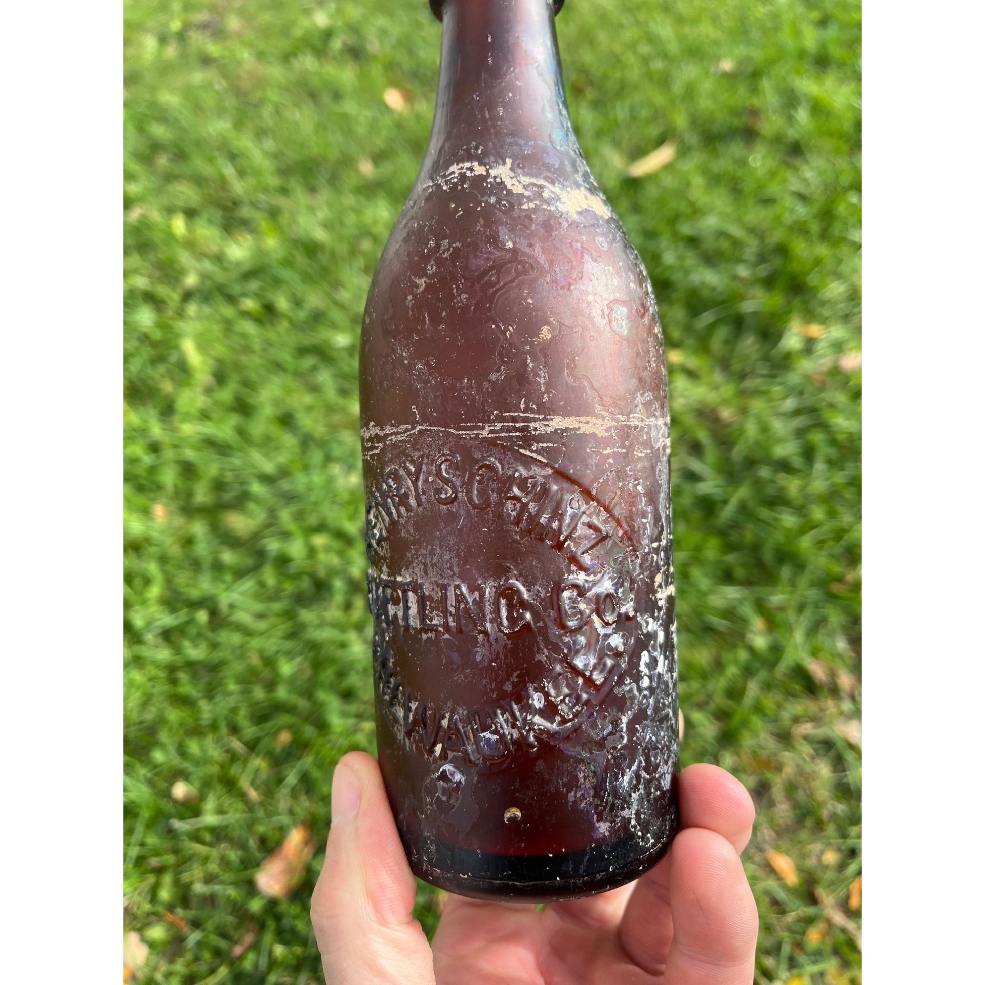 Henry Schinz c1890s Milwaukee Wis Amber Beer Bottle Blob Top