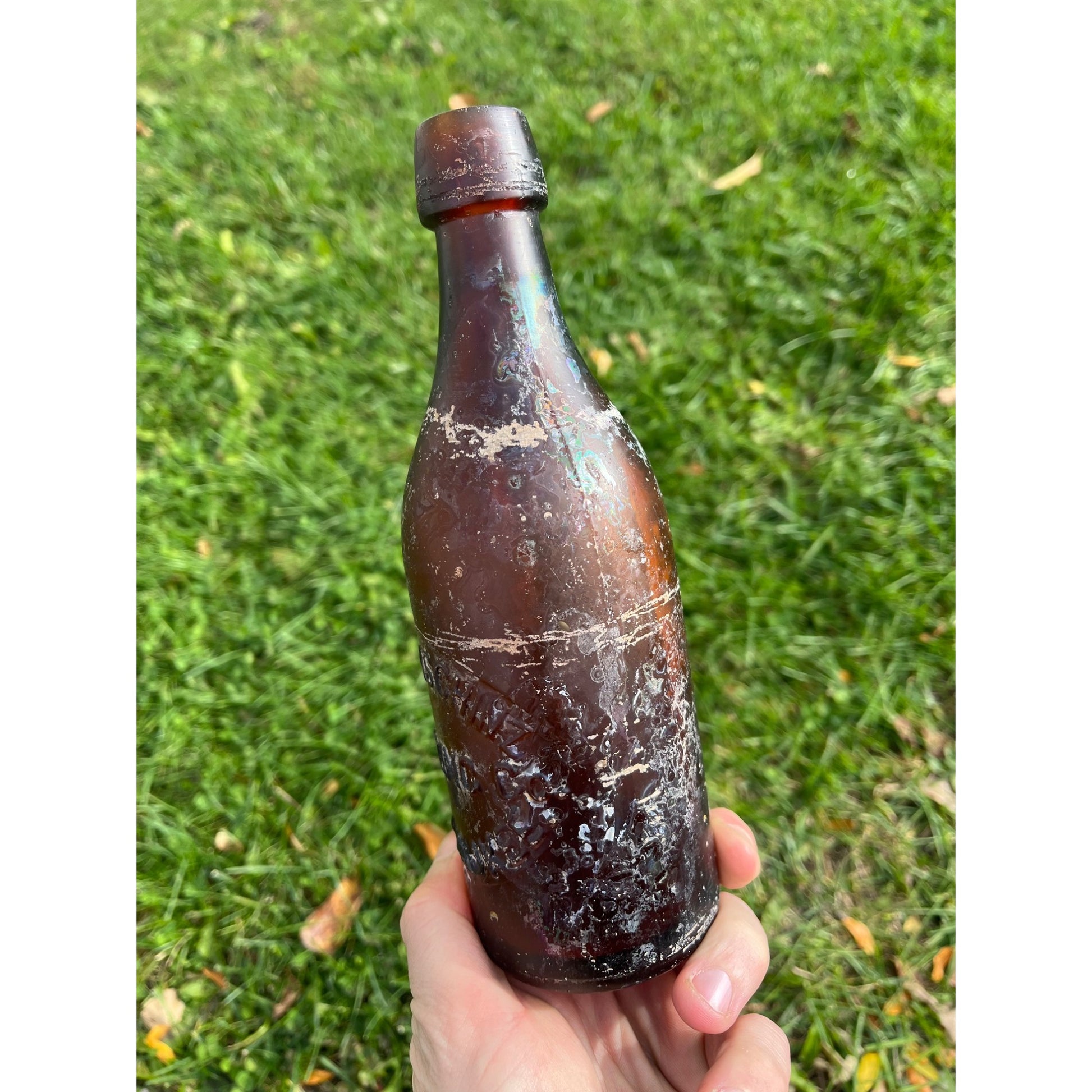 Henry Schinz c1890s Milwaukee Wis Amber Beer Bottle Blob Top