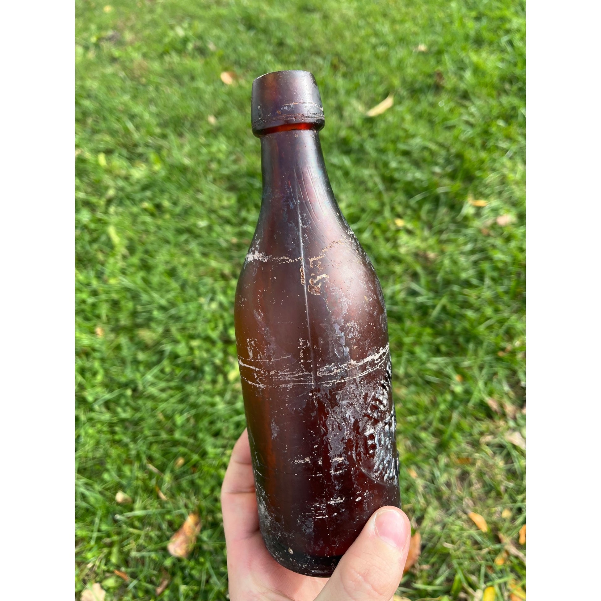Henry Schinz c1890s Milwaukee Wis Amber Beer Bottle Blob Top