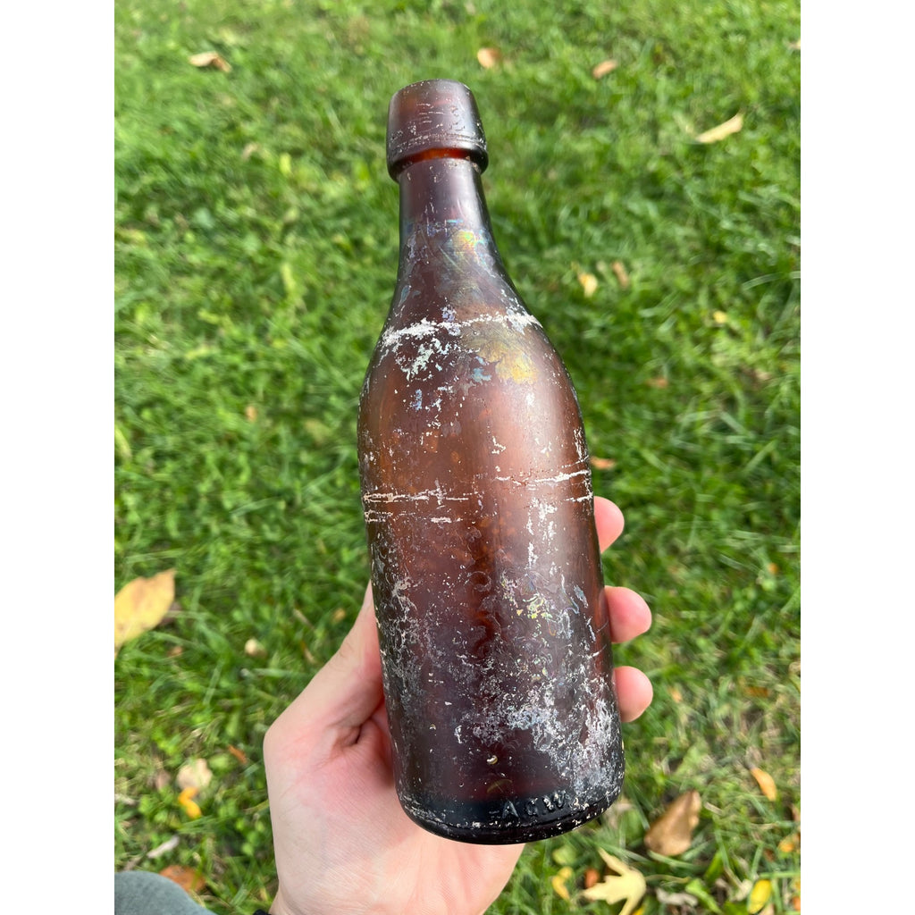Henry Schinz c1890s Milwaukee Wis Amber Beer Bottle Blob Top