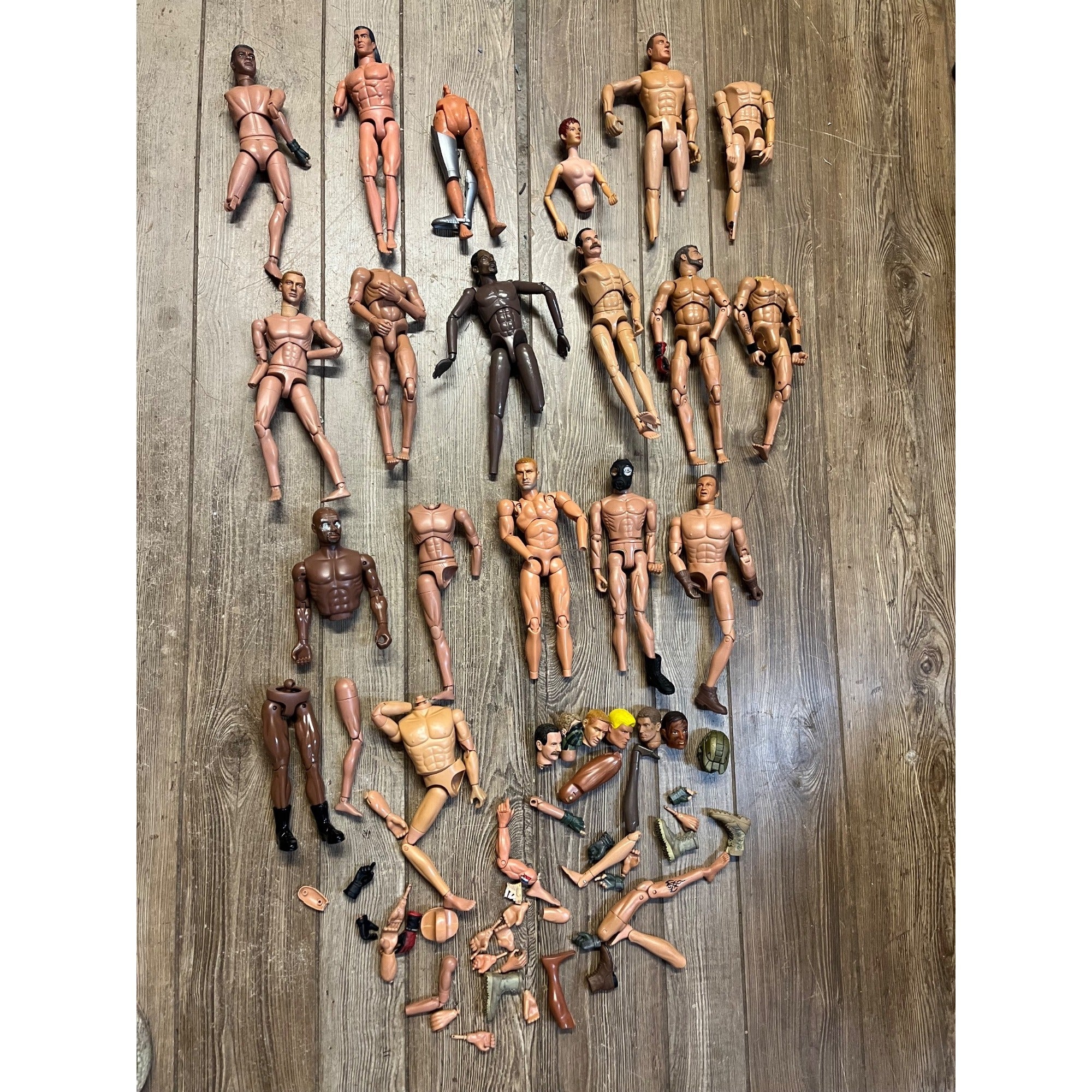 Vintage 1990s GI Joe & Other 1/6 Scale Broken Action Figures for Parts 12"