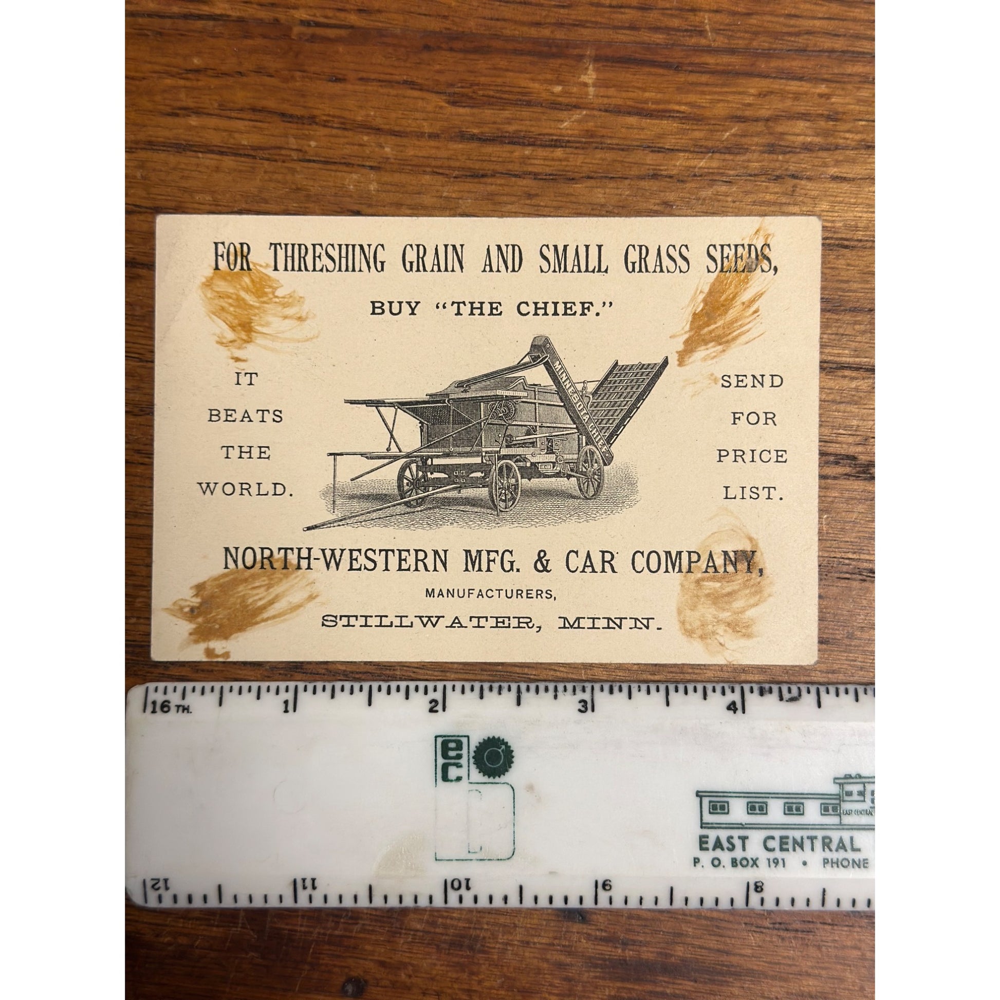 Northwestern Mfg & Car Company Stillwater MN Minnesota Advertising Trade Card
