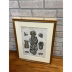 Antique c1870 Hand Colored Human Anatomy Steel Engraving Framed Medical Hirschfield C.E. Bock Atlas