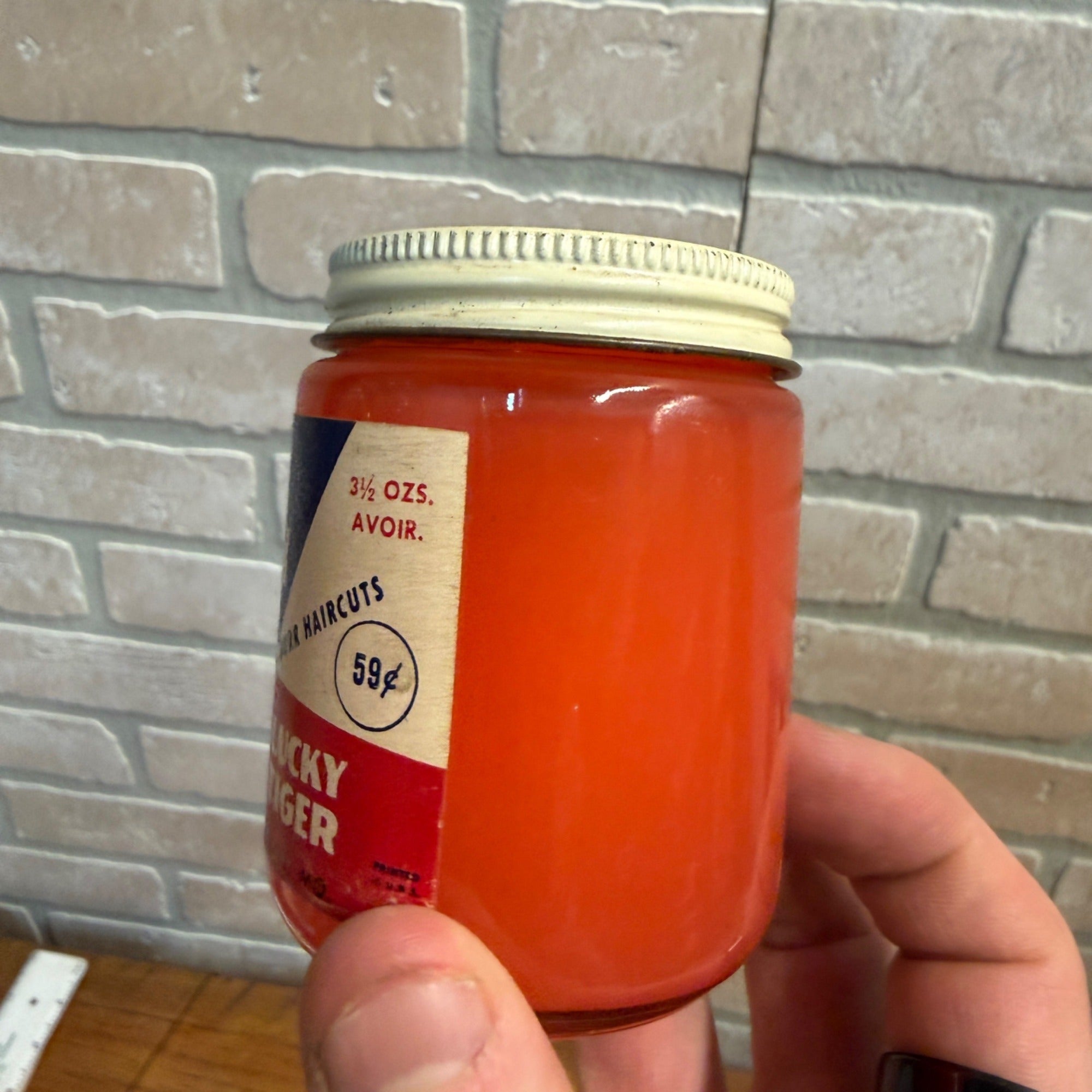 Vintage Barber Shop CRU BUTCH HAIR WAX Lucky Tiger For Butch & Crew Cuts Jar 50s