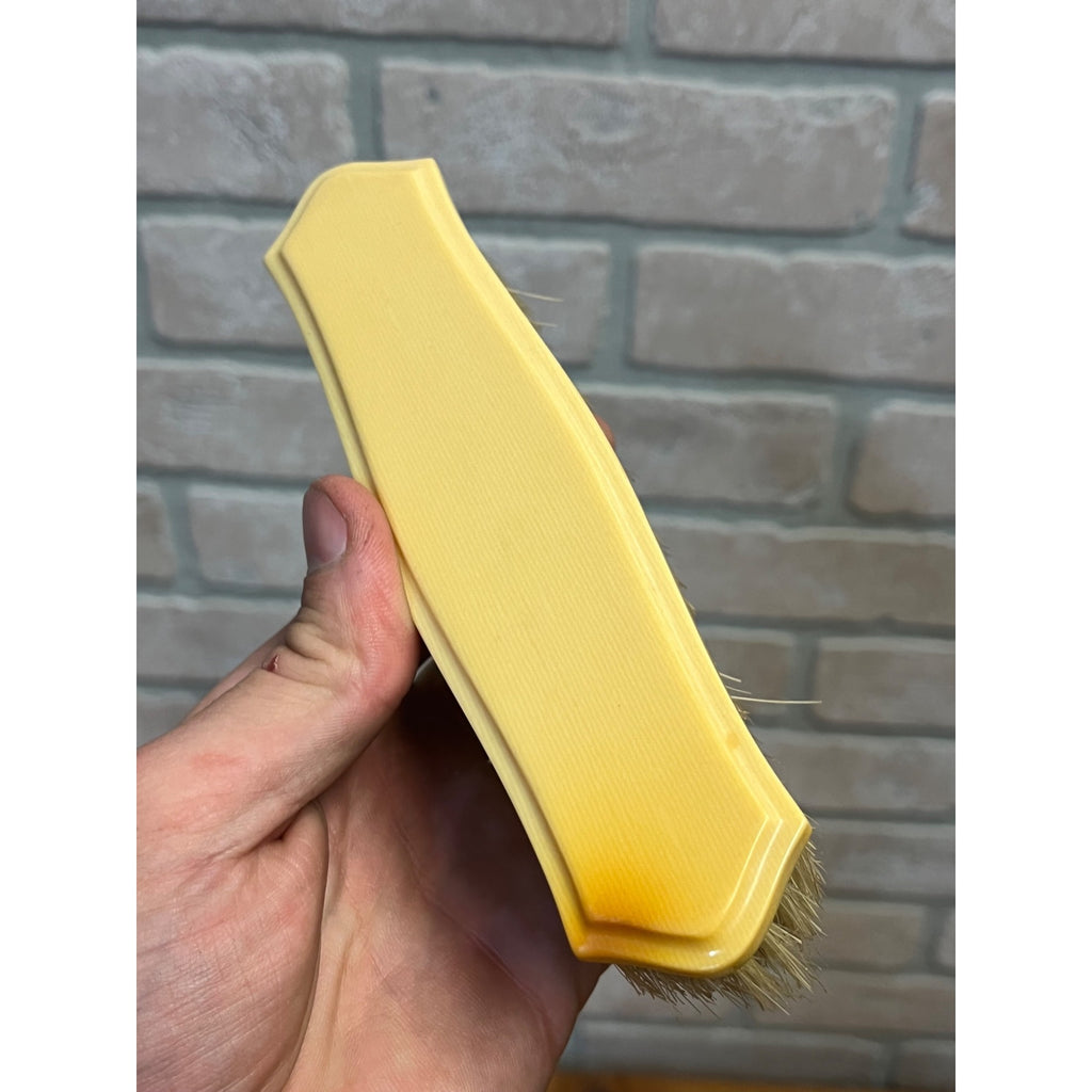 Vintage 1920s French Ivory Celluloid 4pc Vanity Set Hand Mirror, Brushes, & Powder Box