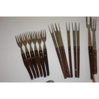 Huge Lot of Vintage MCM Wood and Stainless Steel Fondue Forks & More 1960s