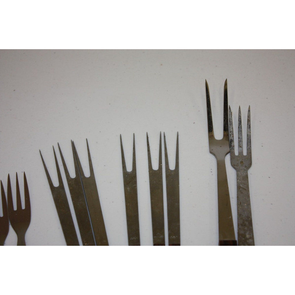 Huge Lot of Vintage MCM Wood and Stainless Steel Fondue Forks & More 1960s