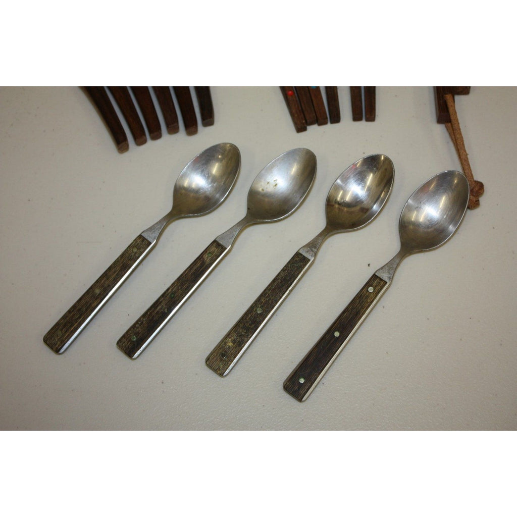 Huge Lot of Vintage MCM Wood and Stainless Steel Fondue Forks & More 1960s