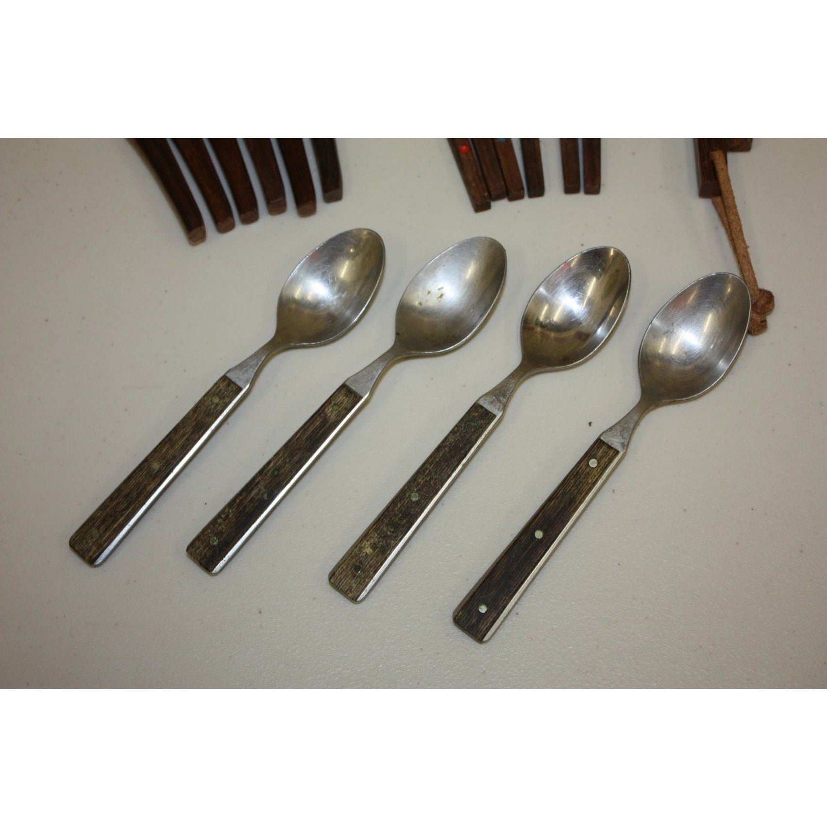 Huge Lot of Vintage MCM Wood and Stainless Steel Fondue Forks & More 1960s