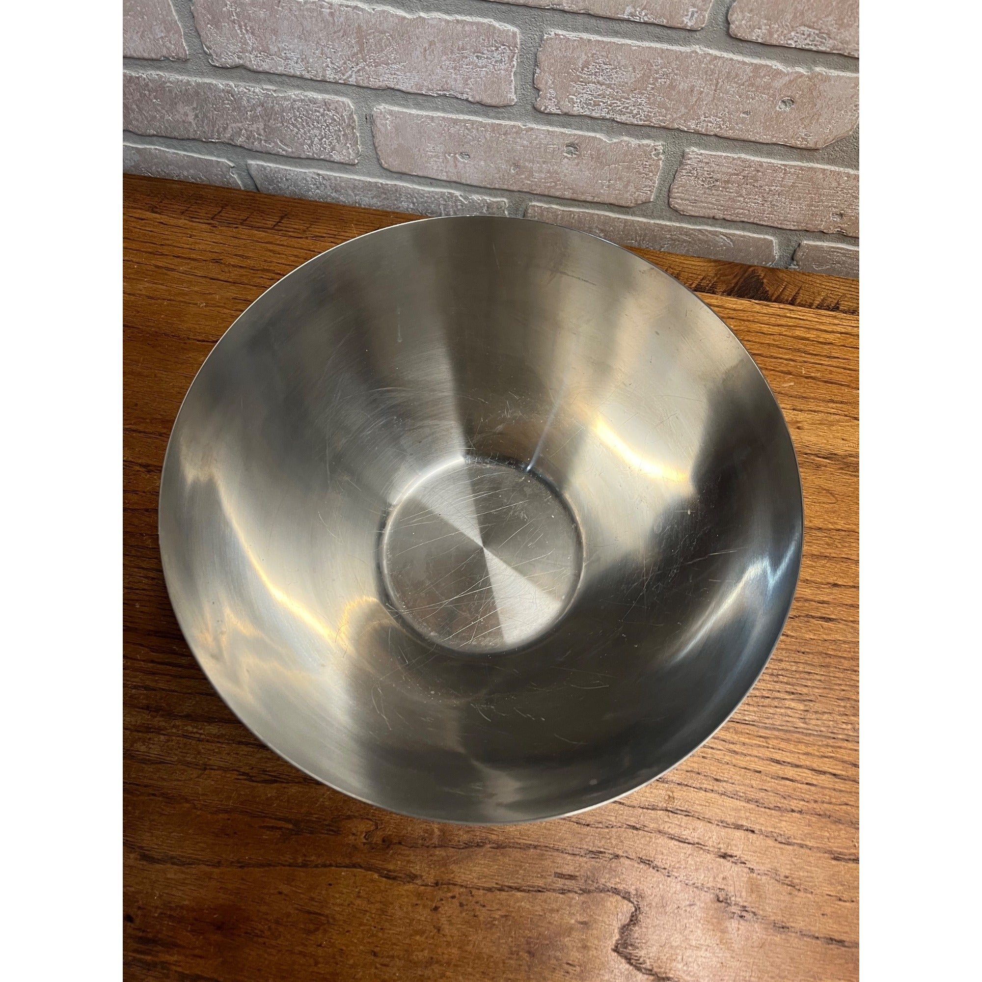 Vintage 1960s MCM Stainless Steel Large Salad Serving Bowl Lundtofte Danish
