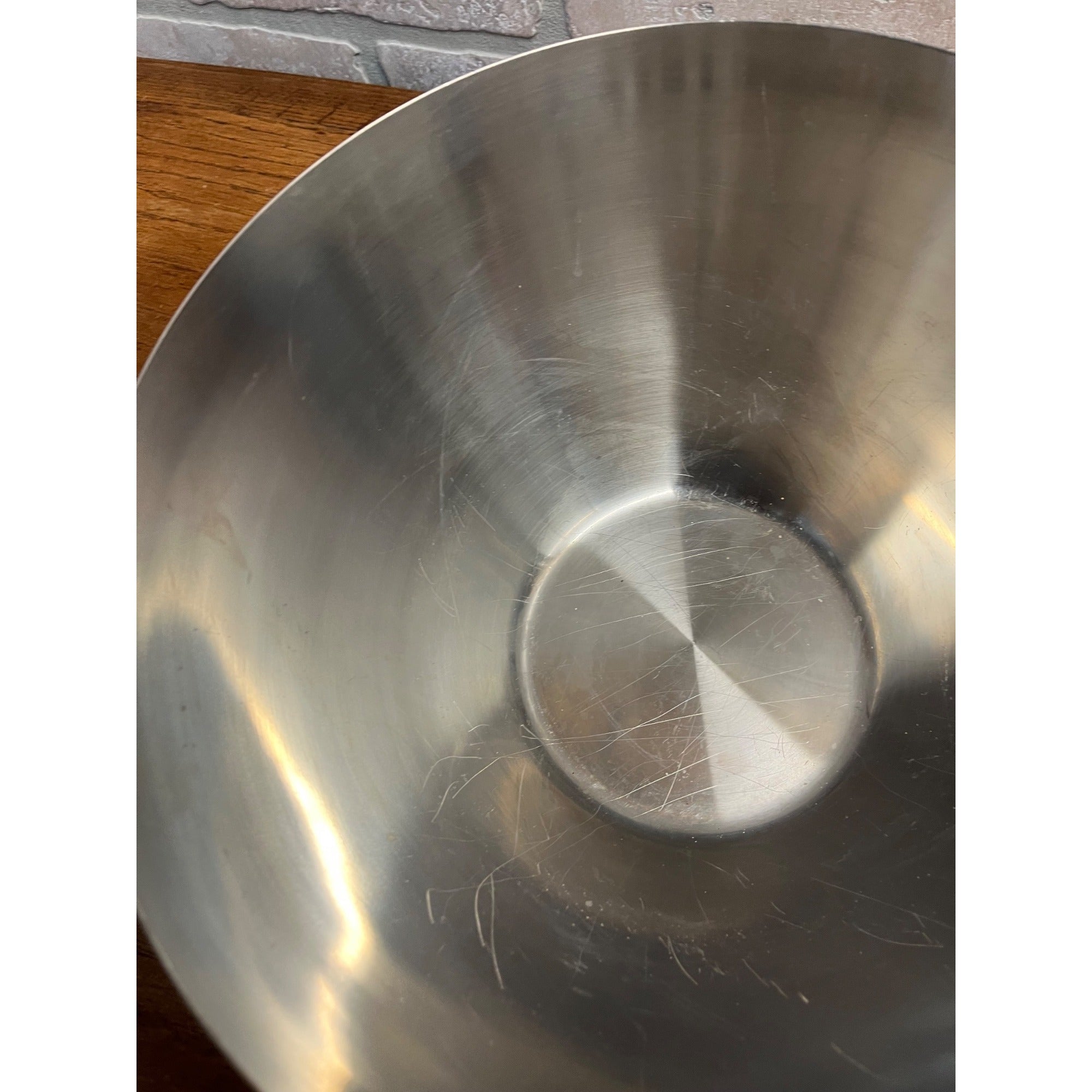 Vintage 1960s MCM Stainless Steel Large Salad Serving Bowl Lundtofte Danish