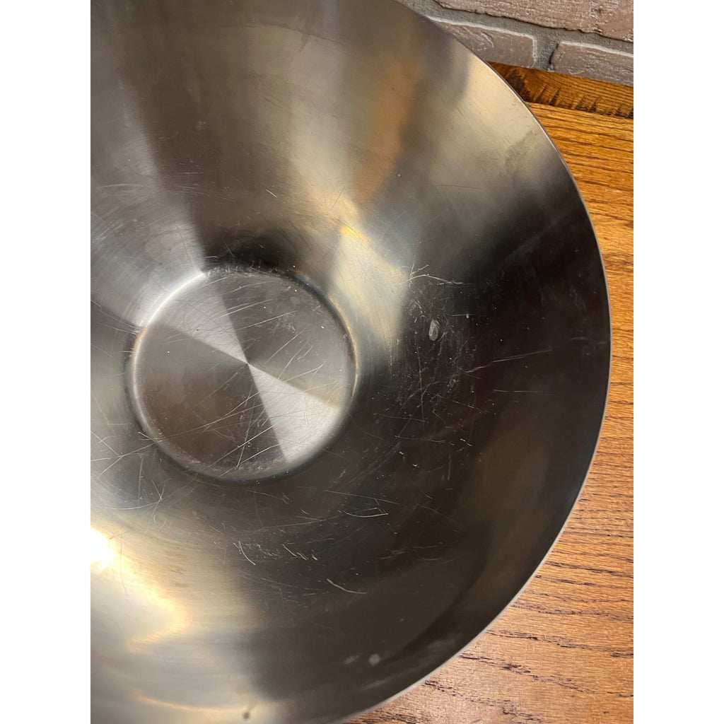 Vintage 1960s MCM Stainless Steel Large Salad Serving Bowl Lundtofte Danish