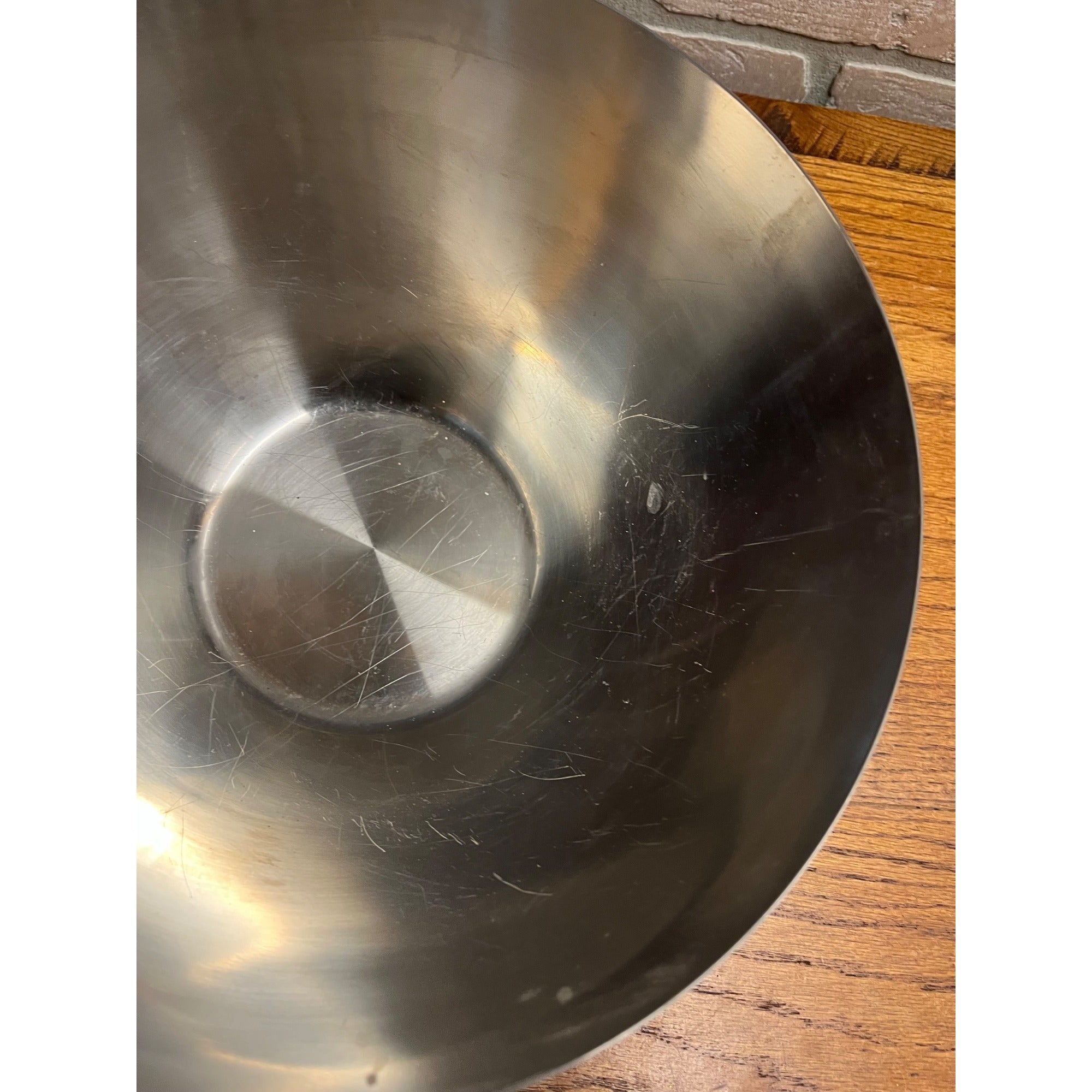 Vintage 1960s MCM Stainless Steel Large Salad Serving Bowl Lundtofte Danish