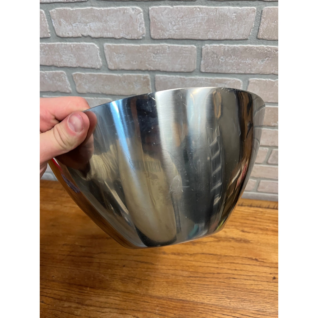Vintage 1960s MCM Stainless Steel Large Salad Serving Bowl Lundtofte Danish